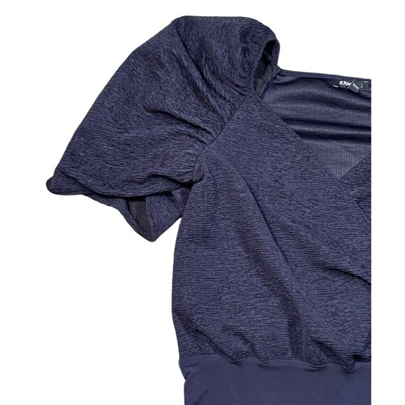 Express Navy Puff Sleeve Textured Sweetheart Neck Bodysuit SIZE-MEDIUM - Picture 5 of 8